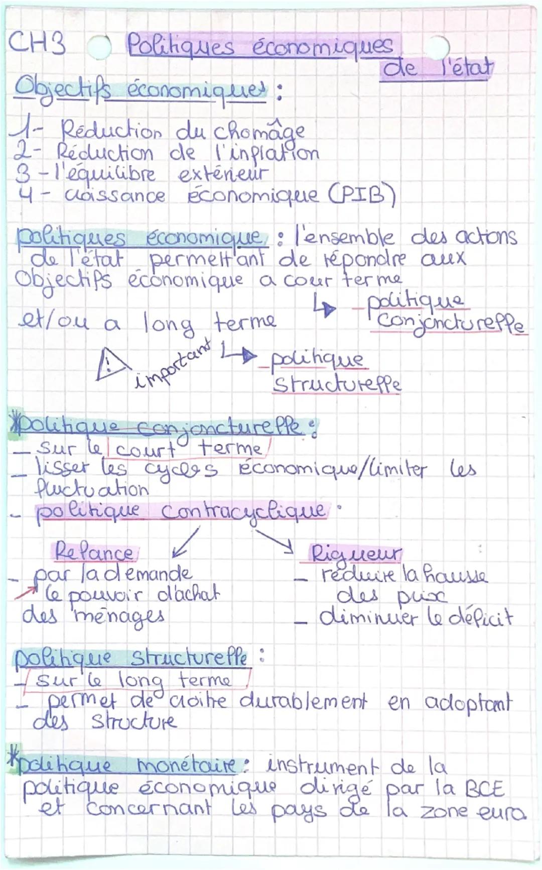 ## CH1

L'intervention de l'état

Les ponchons de l'état :
→ fonction d'allocations des ressources
→ L'état utilise des ressources pour prod