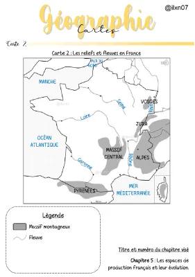 Know GEOGRAPHIE carte de France : Les reliefs et fleuves en France thumbnail