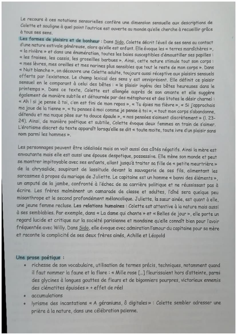 Célébration du monde : éléments
Des formes et genres littéraires divers :
.
Autobiographie: l'autobiographie fonde Sido et est très présente