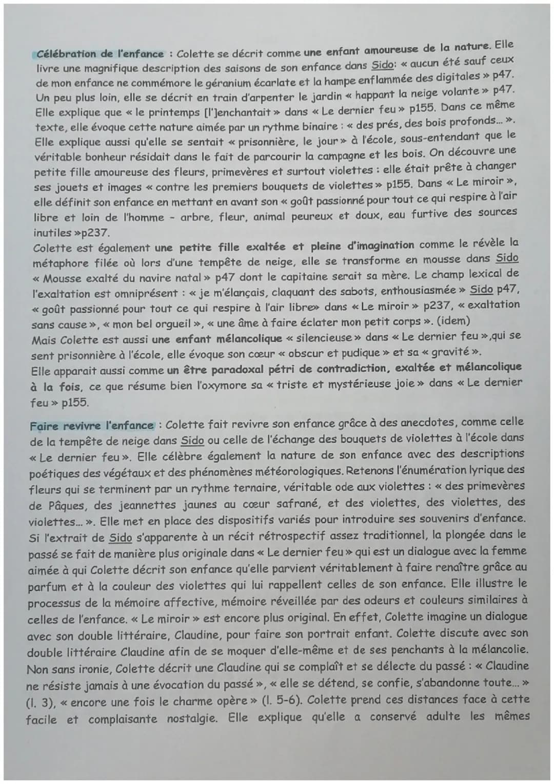 Célébration du monde : éléments
Des formes et genres littéraires divers :
.
Autobiographie: l'autobiographie fonde Sido et est très présente