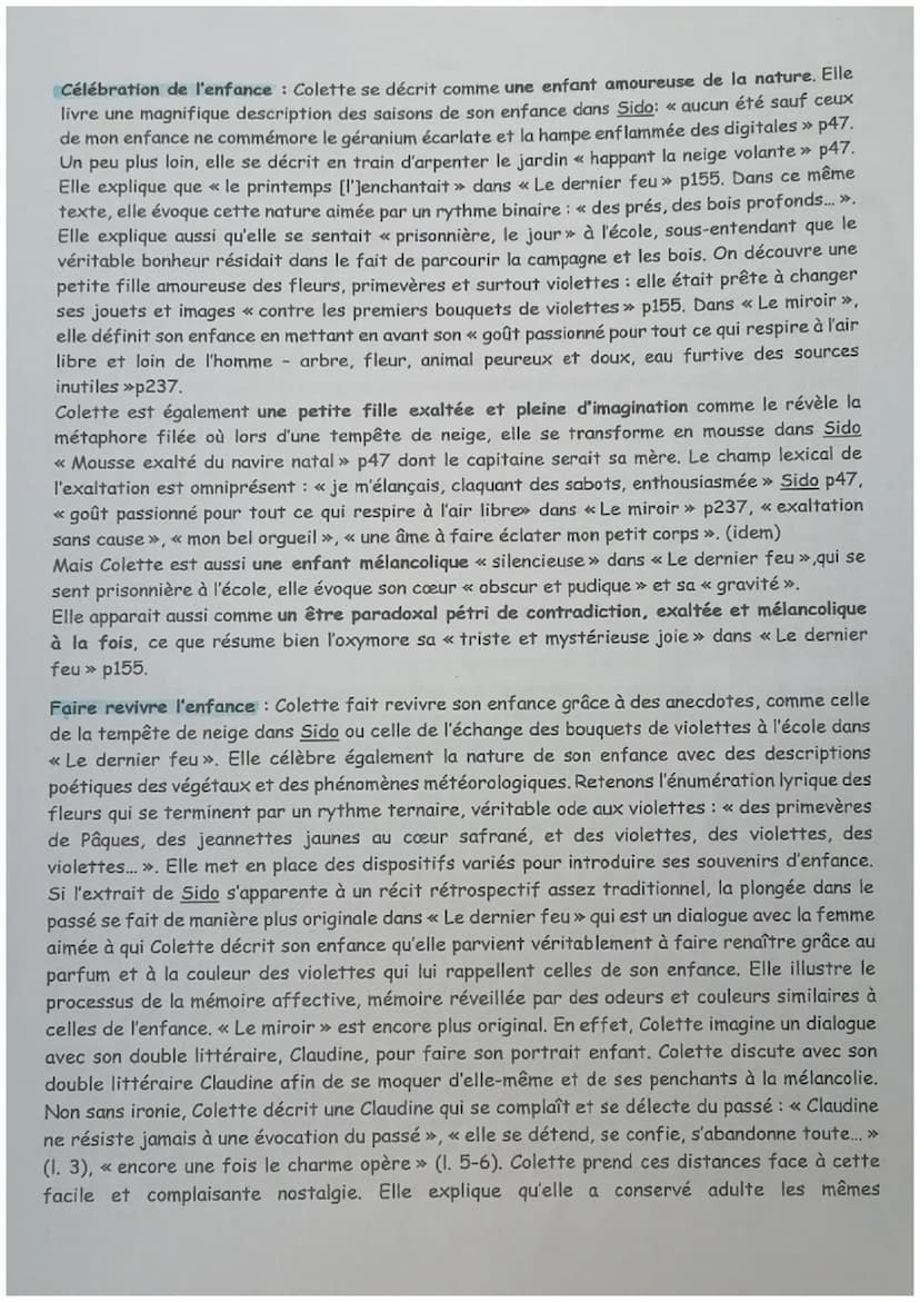 Célébration du monde : éléments
Des formes et genres littéraires divers :
.
Autobiographie: l'autobiographie fonde Sido et est très présente