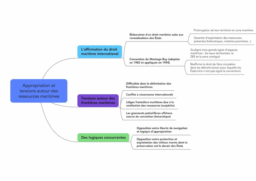 Appropriation et
tensions autour des
ressources maritimes
L'affirmation du droit
maritime international
Tensions autour des
frontières marit