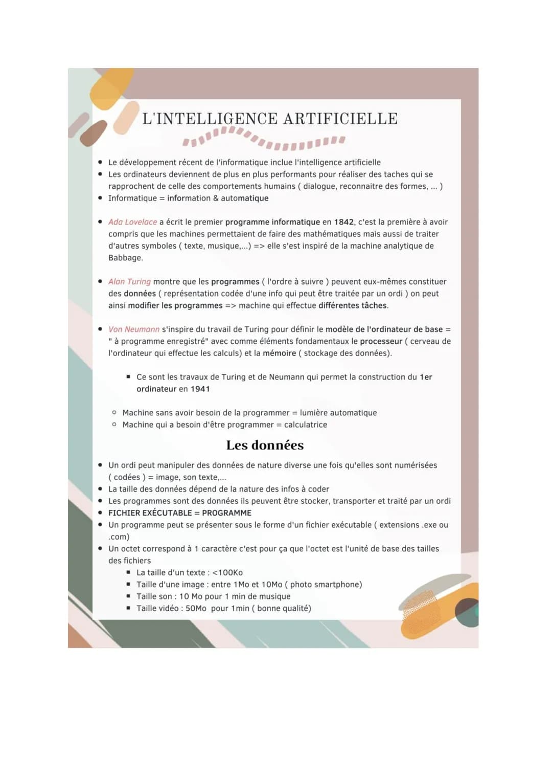 L'INTELLIGENCE ARTIFICIELLE
• Le développement récent de l'informatique inclue l'intelligence artificielle
• Les ordinateurs deviennent de p