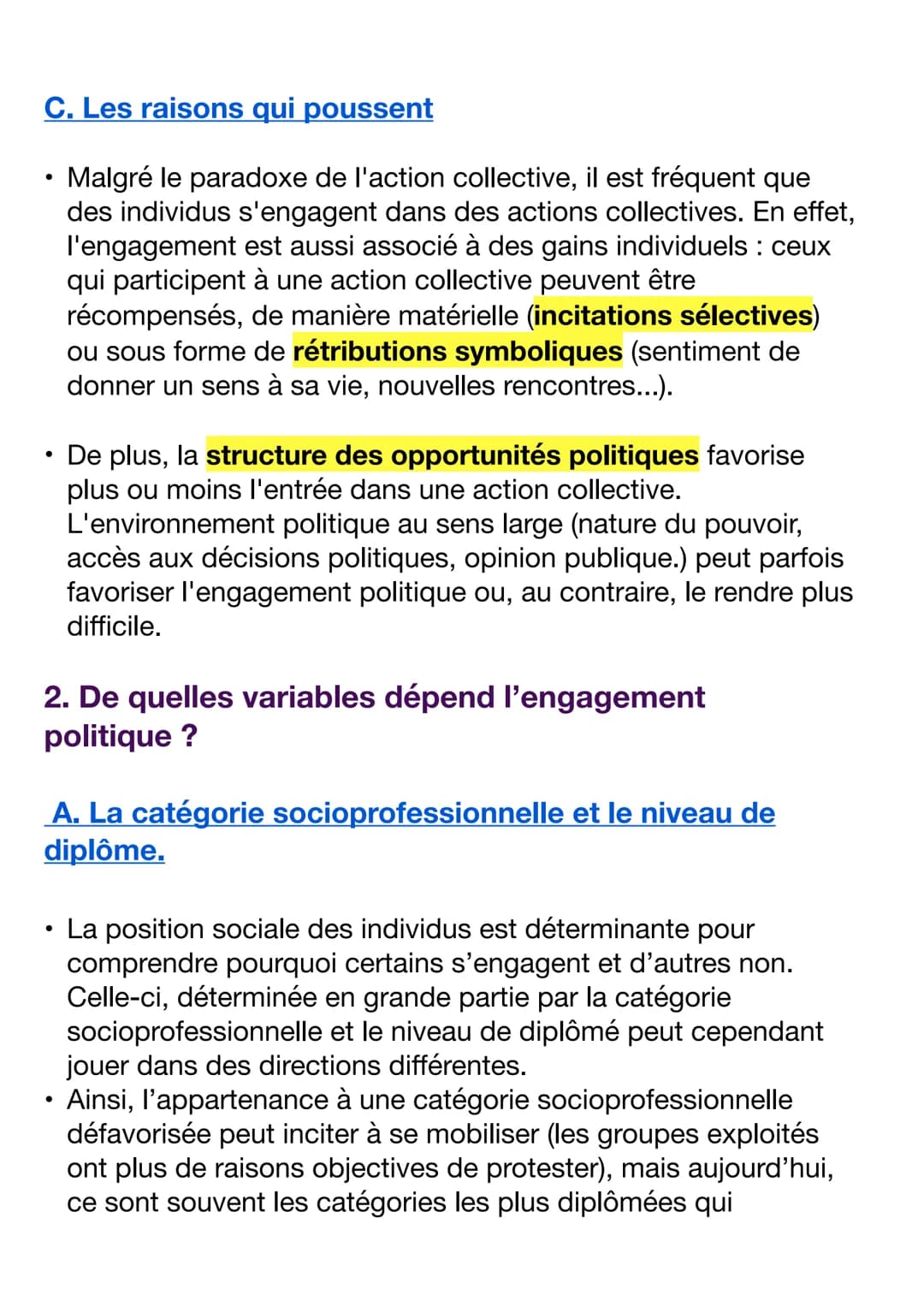 COMMENT EXPLIQUER L'ENGAGEMENT POLITIQUE DANS
LES SOCIÉTÉS DÉMOCRATIQUES ?
1. Comment et pourquoi les individus s'engagent-ils?
A. Les multi