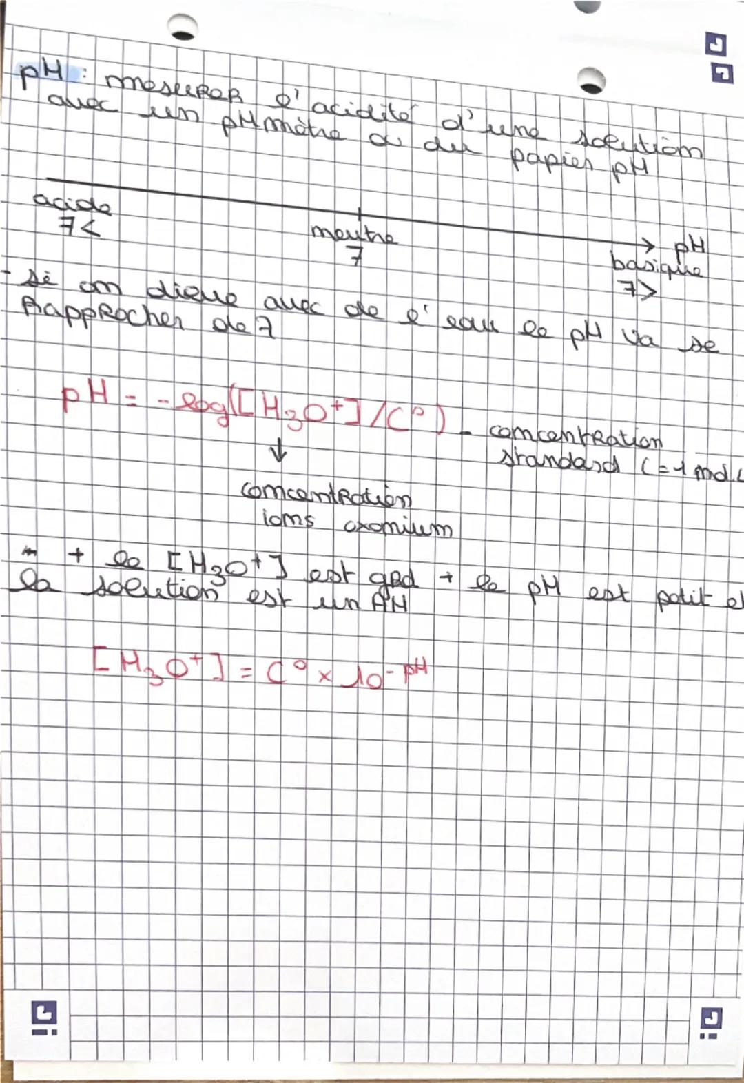 # ACIDE et BASE chimie

## pH

ions H$^+$: acide espèce chimique qui cède des

soms H$^+$

base espèce chimique qui capte des

amphotère : i