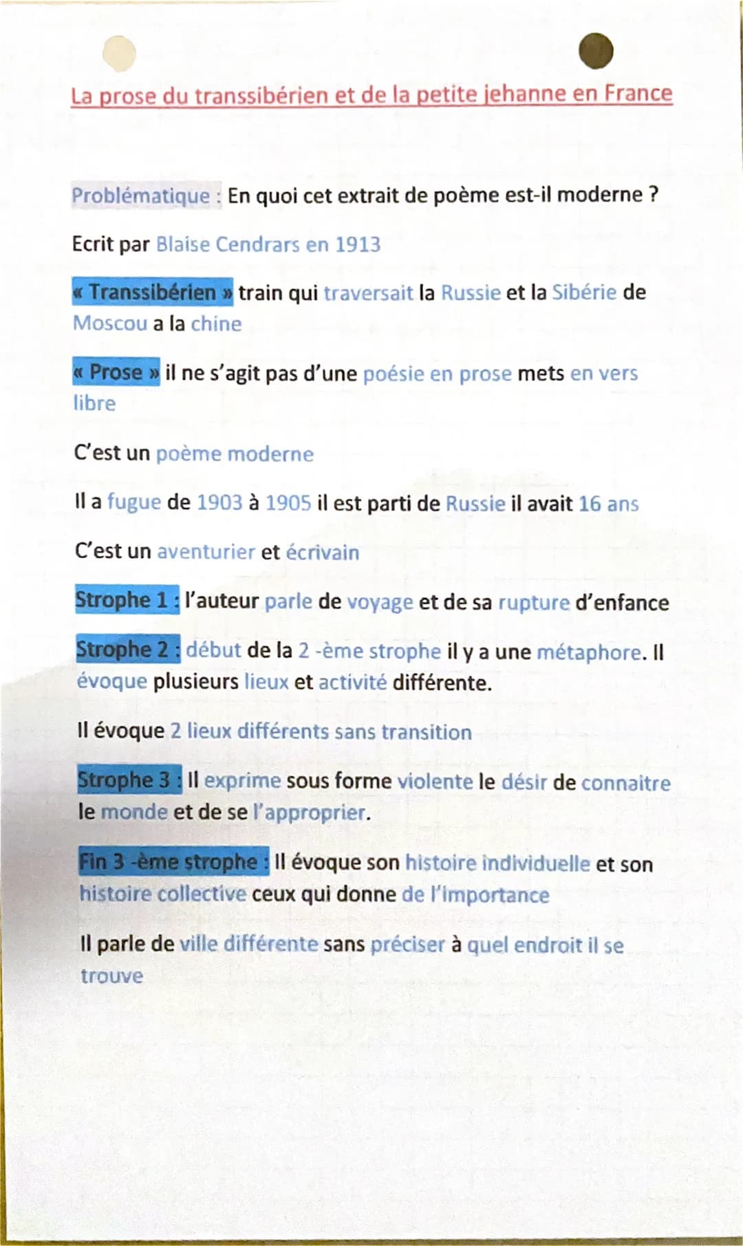 La prose du transsibérien et de la petite jehanne en France
Problématique : En quoi cet extrait de poème est-il moderne ?
Ecrit par Blaise C