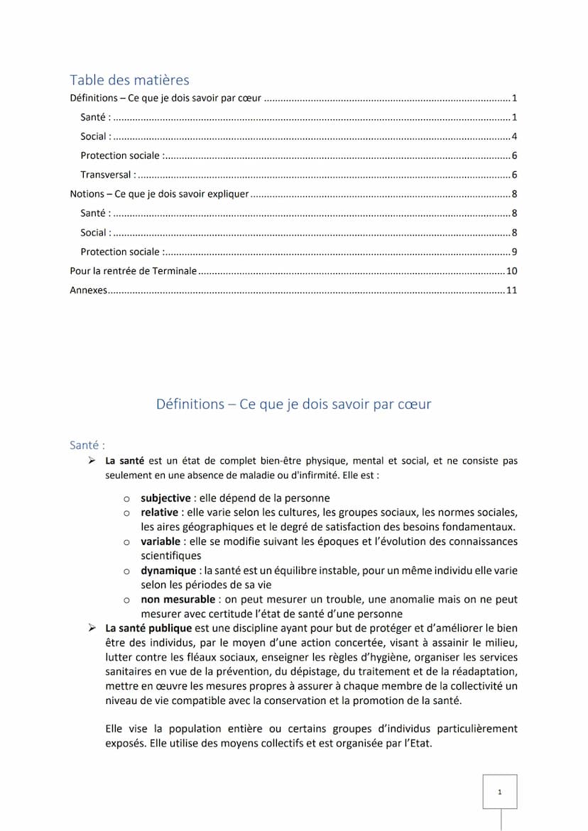 2020-2021
Première ST2S
Bilan du pôle thématique
M. NADIN
LYCEE TECHNOLOGIQUE CARREL Table des matières
Définitions - Ce que je dois savoir 