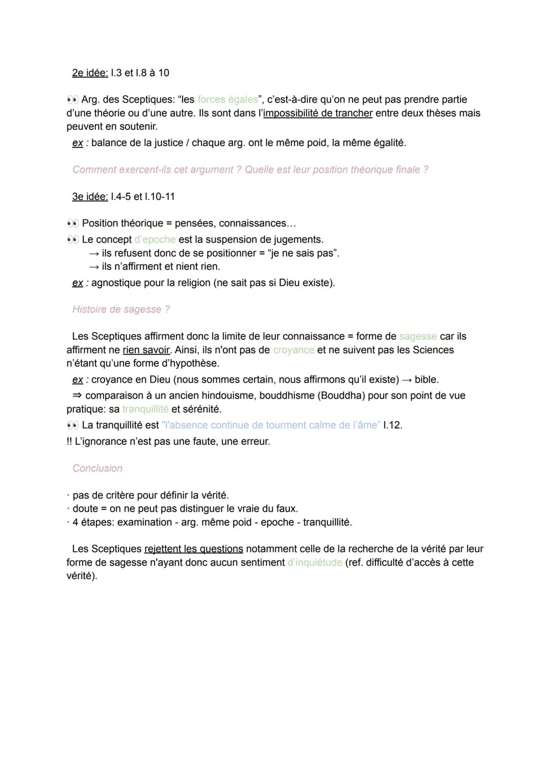 Le Scepticisme.
Texte n°6: non argumenté (voir cours TG.4) sur la théorie des formes.
Qu'est-ce que le scepticisme ?
Texte n°7: Sextus Empir