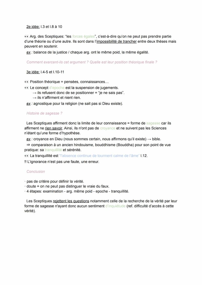Le Scepticisme.
Texte n°6: non argumenté (voir cours TG.4) sur la théorie des formes.
Qu'est-ce que le scepticisme ?
Texte n°7: Sextus Empir