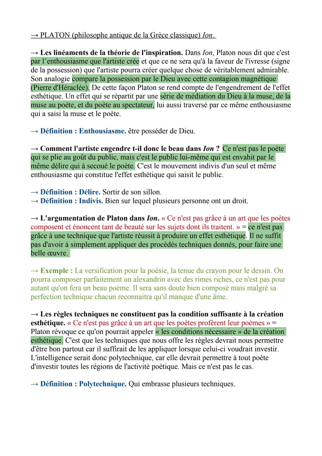 CHAPITRE 5: L'ART.
→ INTRODUCTION : Le mot « art » à la même étymologie que le mot
<< technique » technê en grec qui donne ars en latin. Au 