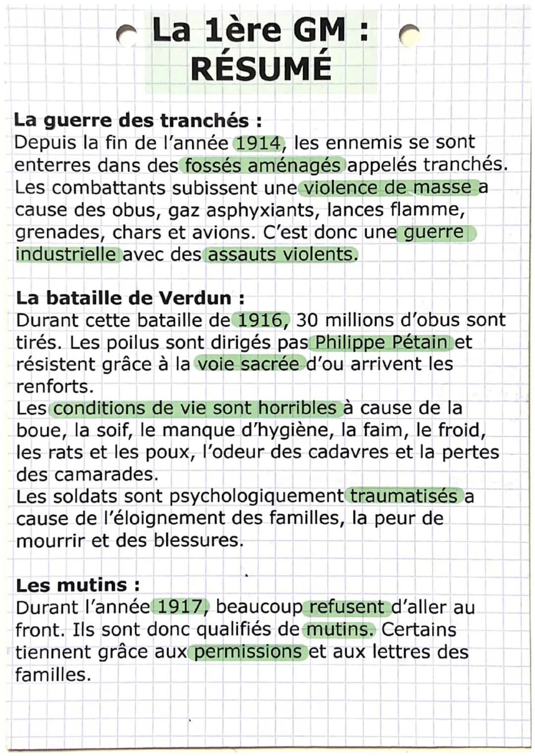 La 1ère GM :
RÉSUMÉ
C
La guerre des tranchés :
Depuis la fin de l'année 1914, les ennemis se sont
enterres dans des fossés aménagés appelés 