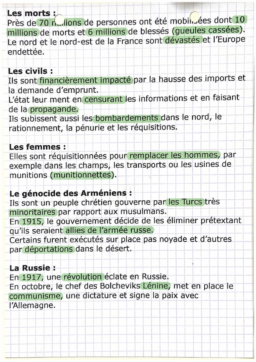 La 1ère GM :
RÉSUMÉ
C
La guerre des tranchés :
Depuis la fin de l'année 1914, les ennemis se sont
enterres dans des fossés aménagés appelés 