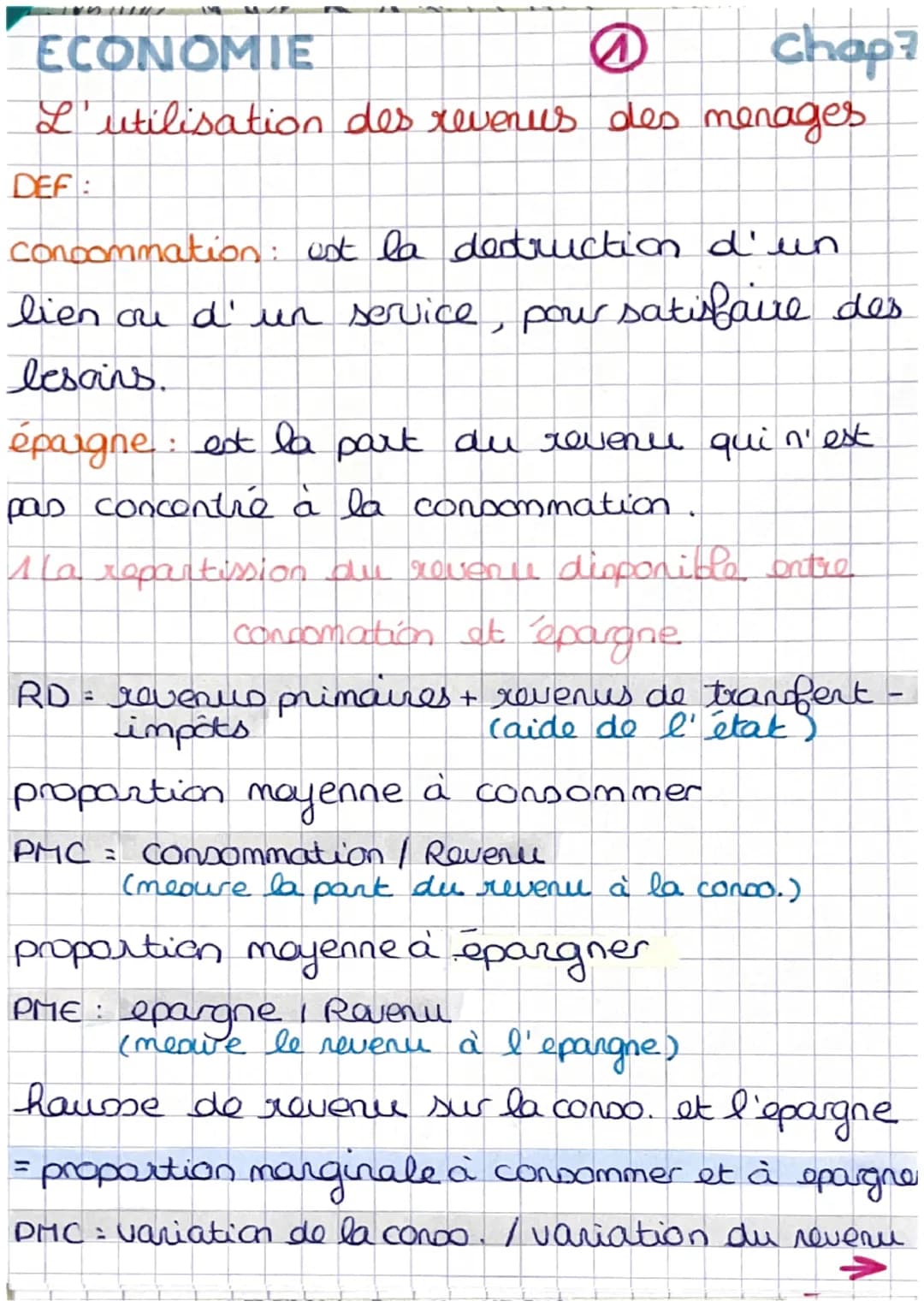 ECONOMIE
Ø
chap?
L'utilisation des revenus des menages.
DEF:
consommation est la destruction d'un
lien ou d'un service, pour satisfaire des
