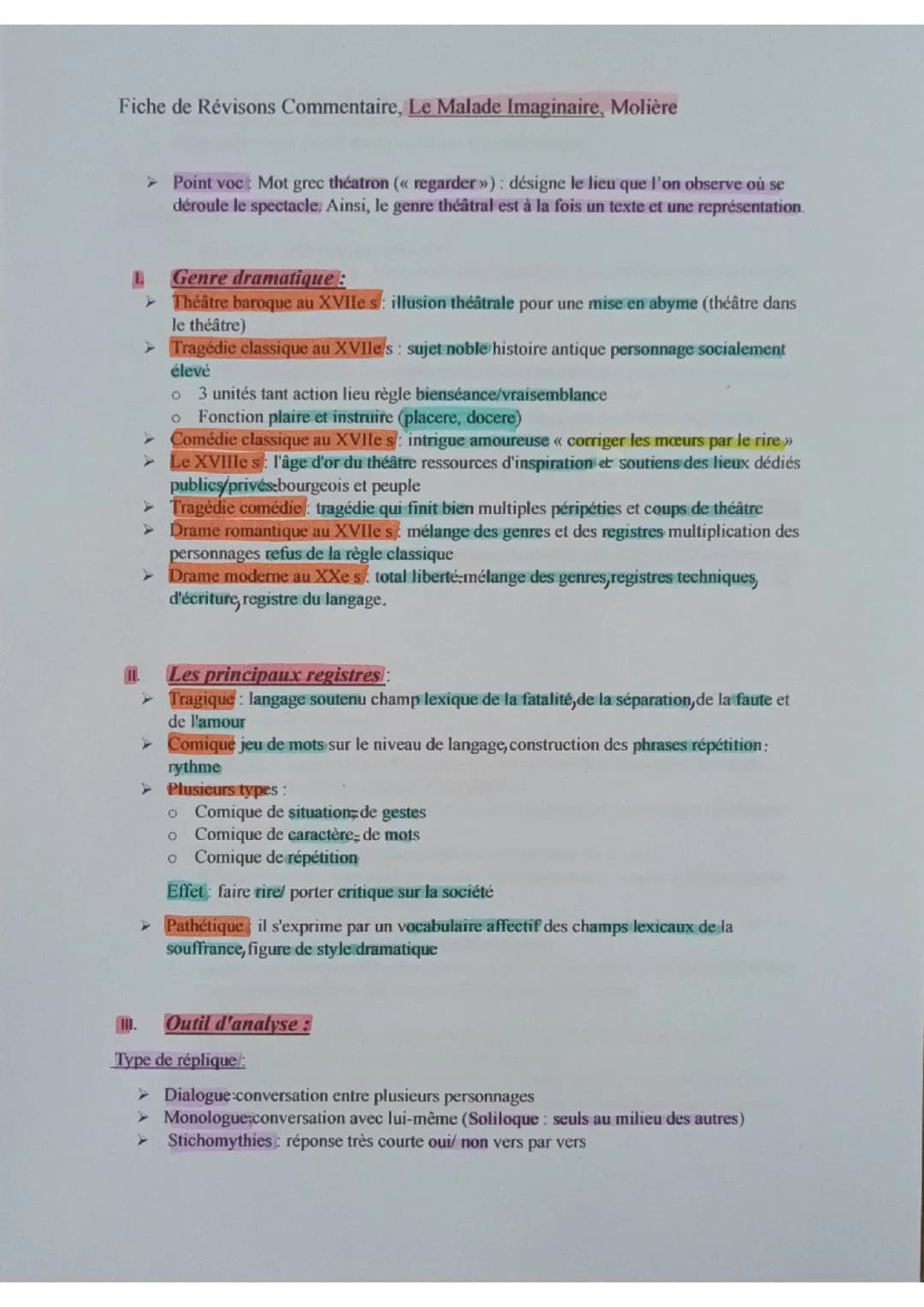 Commentaire théâtrale 
