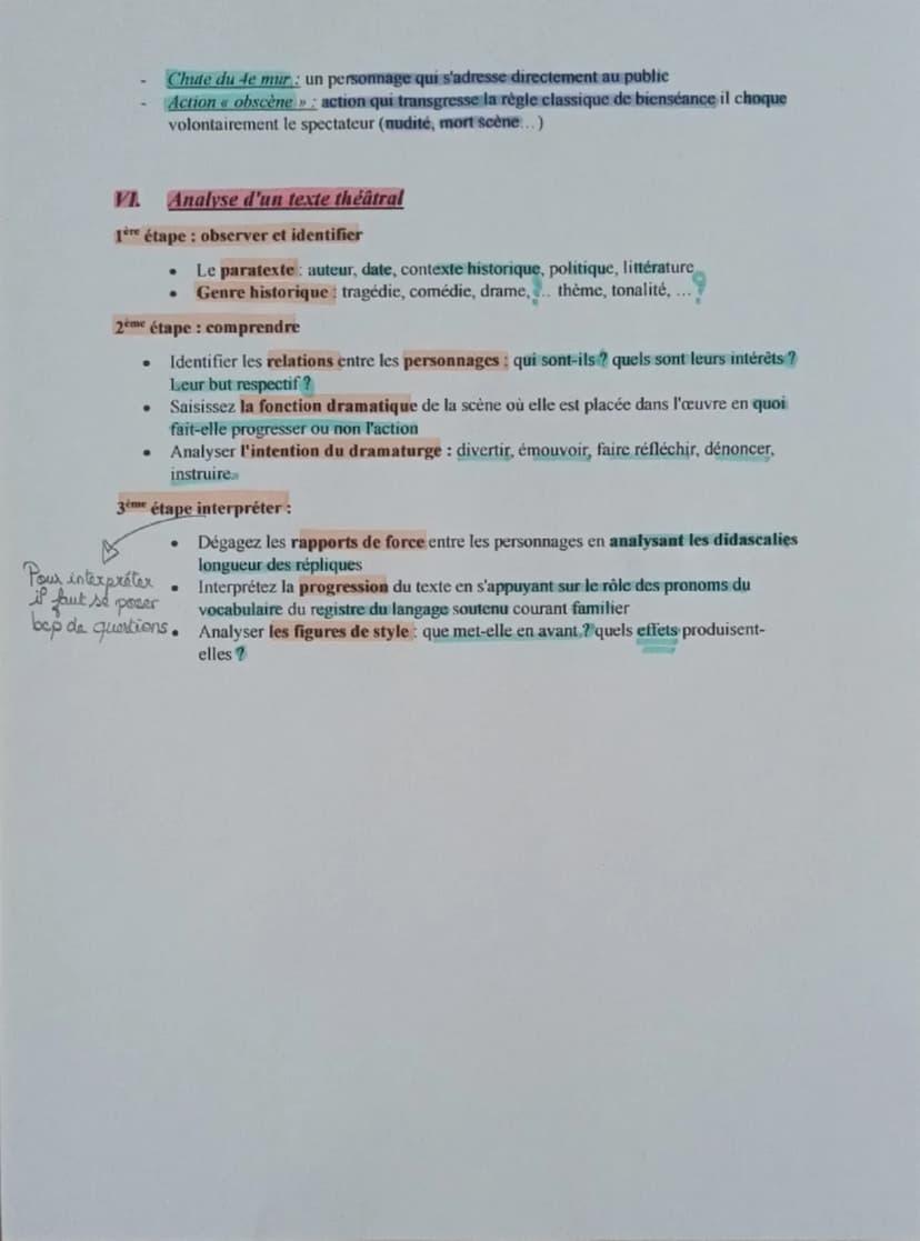 Fiche de Révisons Commentaire, Le Malade Imaginaire, Molière
➤ Point voc Mot grec théatron (<< regarder»): désigne le lieu que l'on observe 