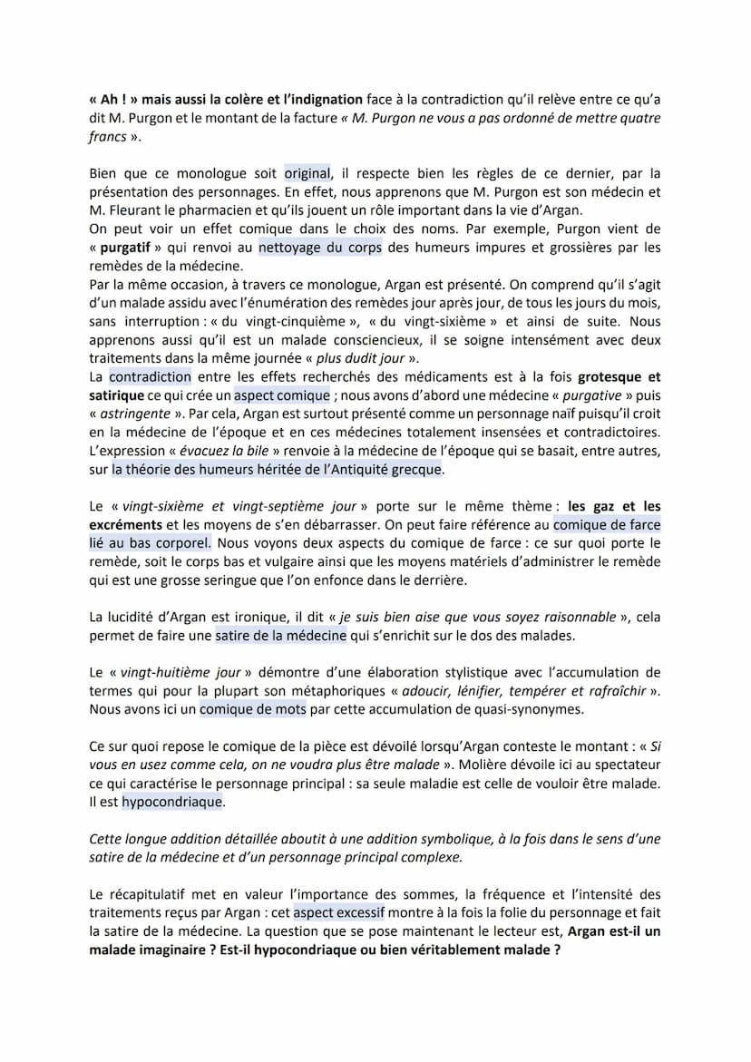 Étude linéaire
Le Malade Imaginaire, Molière, 1673
Scène d'exposition, le monologue d'Argan
<< Corriger les hommes en les divertissant », te