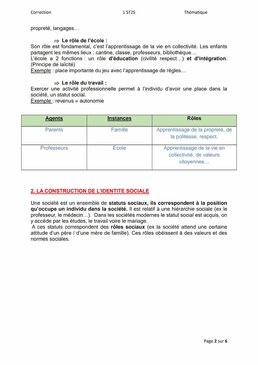 Correction
1ère ST2S
PARTIE 1: Qu'est-ce que la santé, le bien-être social et la cohésion sociale ?
SEQUENCE 1: De la santé des individus à 