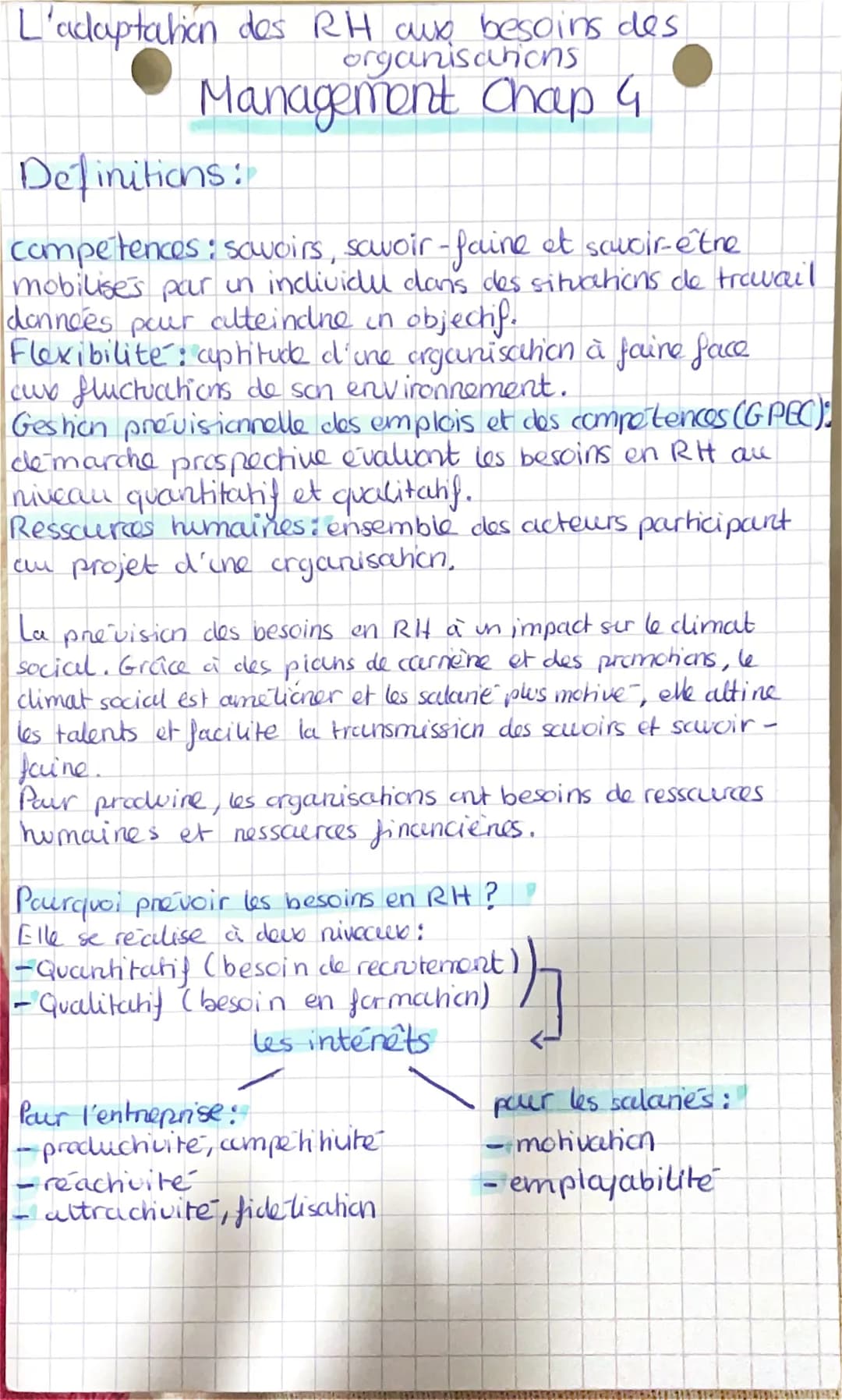 
<p>La gestion prévisionnelle des emplois et des compétences (GPEC) est une démarche prospective qui évalue les besoins en ressources humain