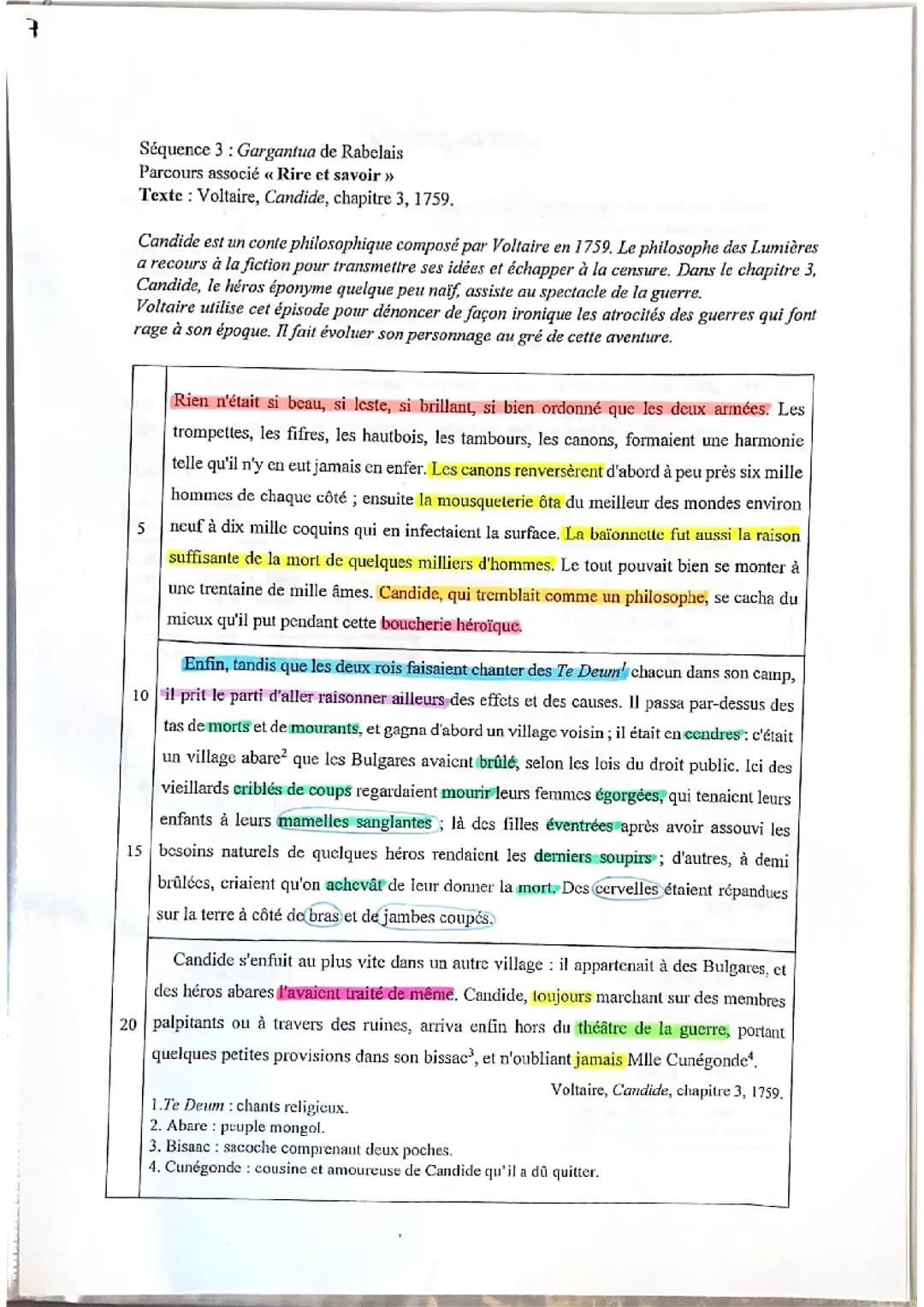 analyse linéaire chapitre 3 candide voltaire