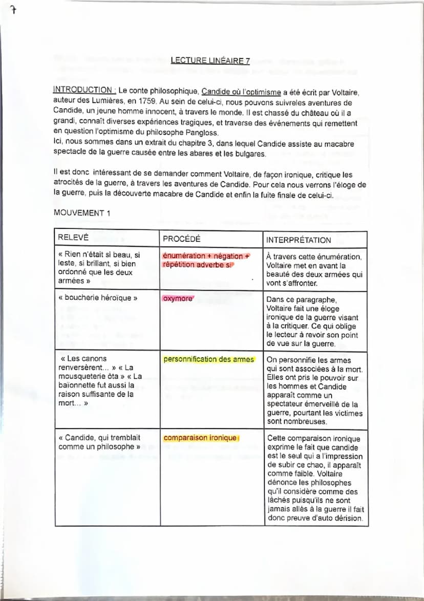 Séquence 3: Gargantua de Rabelais
Parcours associé «< Rire et savoir >>
Texte Voltaire, Candide, chapitre 3, 1759.
Candide est un conte phil