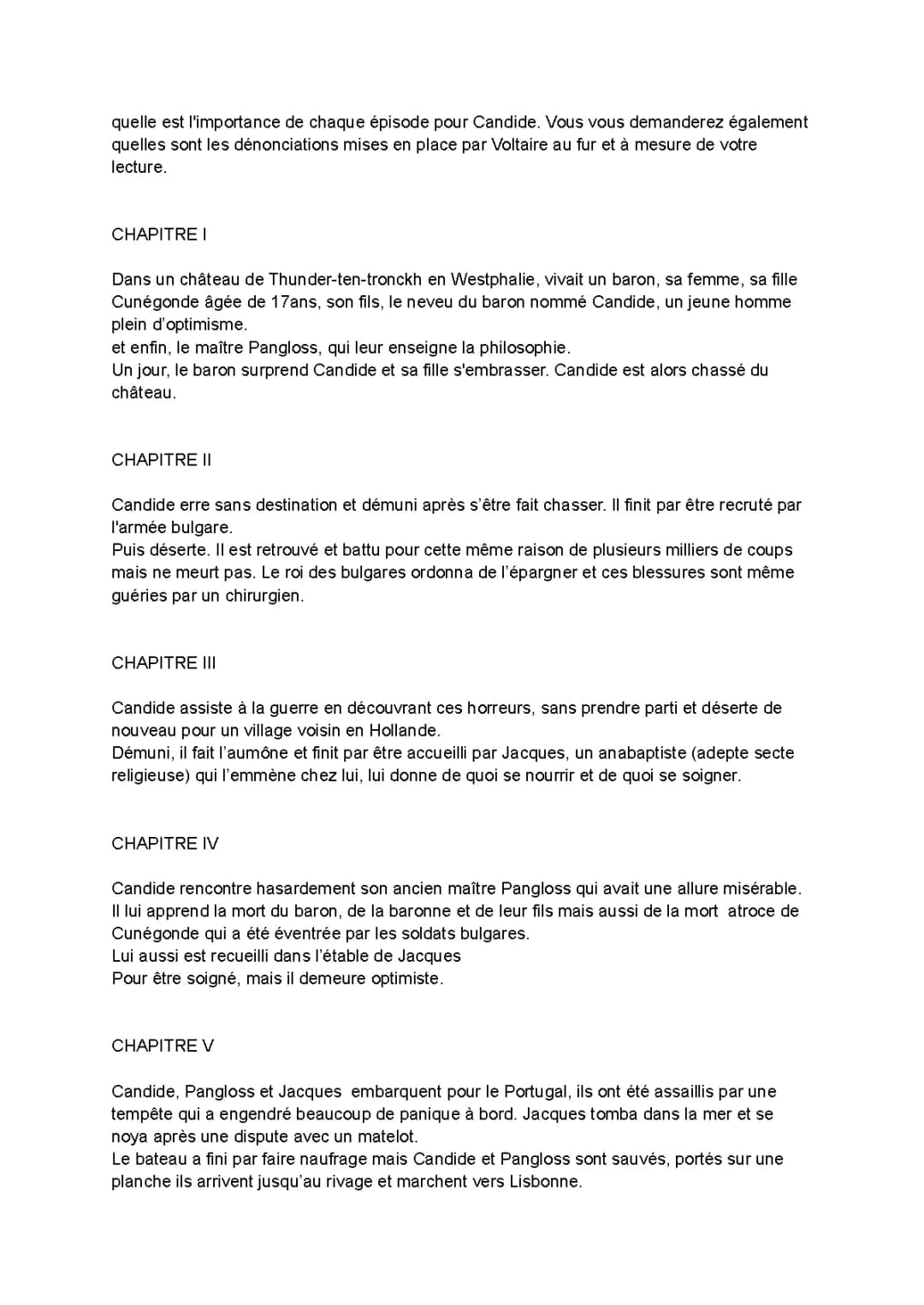 Résumé de Candide : Chapitre par Chapitre avec Analyse et Thèmes