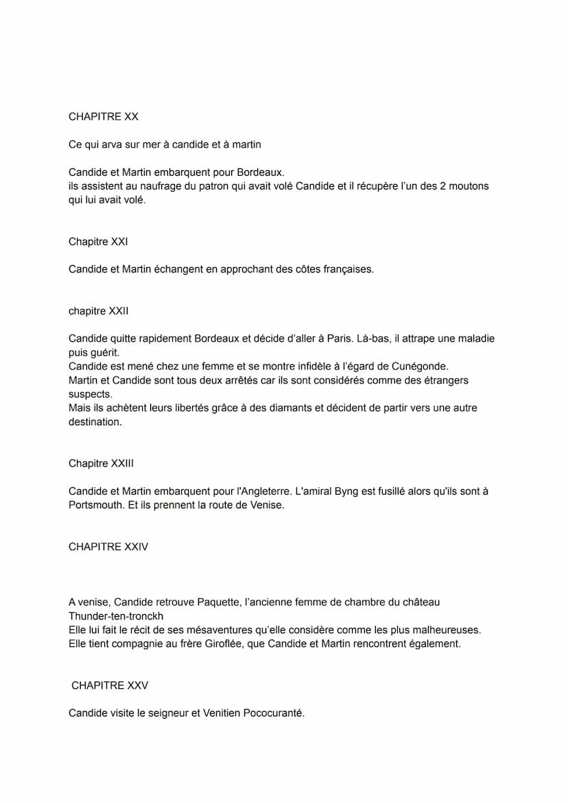 quelle est l'importance de chaque épisode pour Candide. Vous vous demanderez également
quelles sont les dénonciations mises en place par Vol
