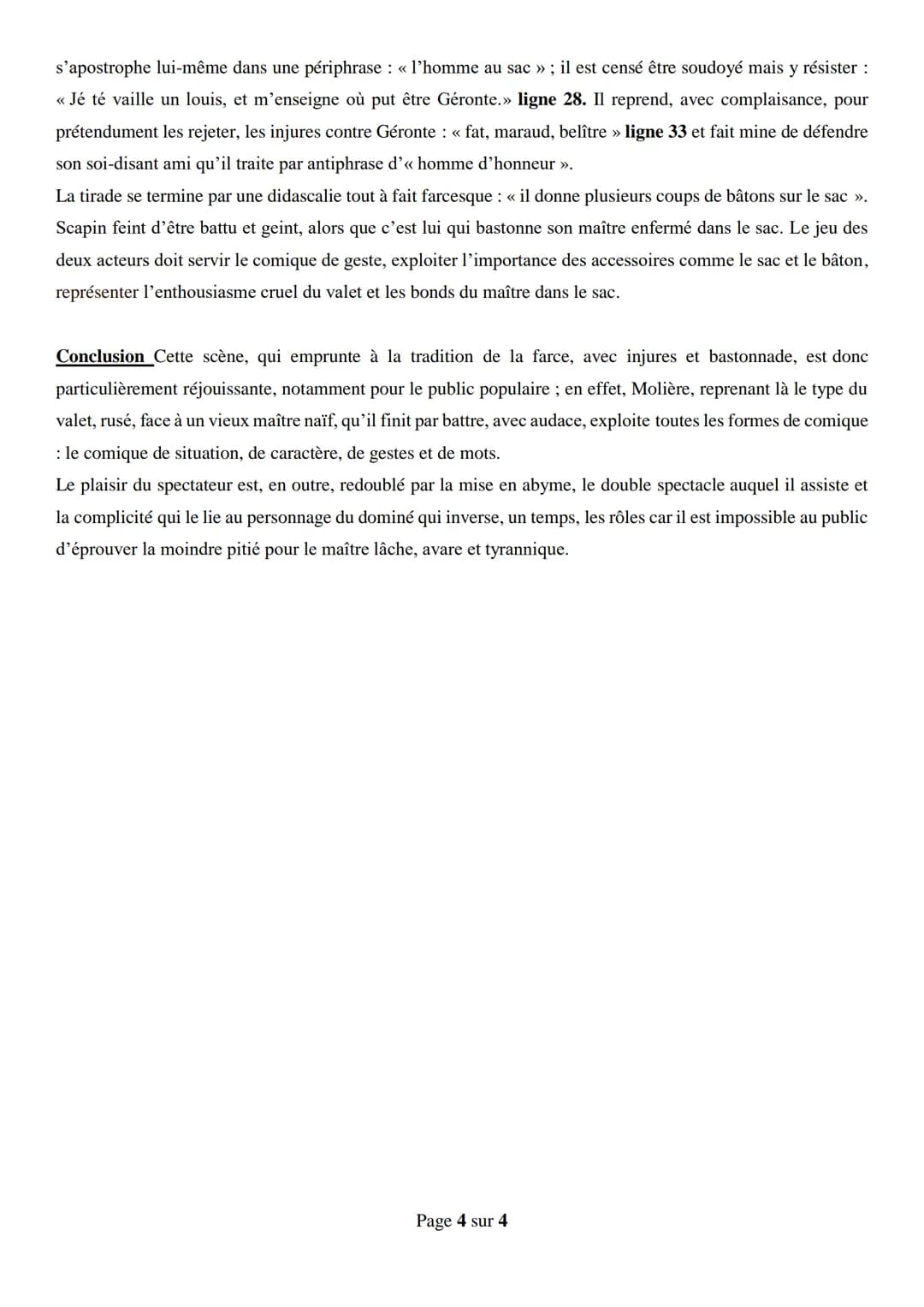 Objet d'étude 1/4 : Le théâtre du XVIIe au XXIe siècle
Parcours associé : Théâtre et Stratagème
Explication linéaire, Molière Les fourberies