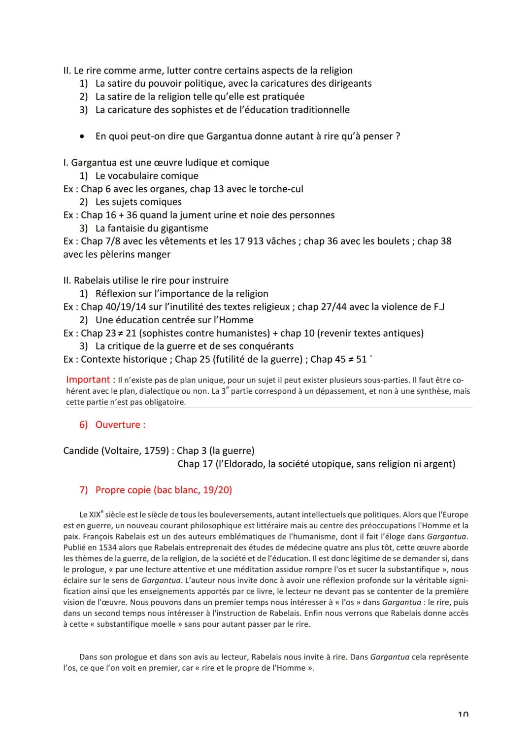 1) Introduction
2) Personnages
3) Découpage
Synthèse Gargantua de Rabelais
4) Thèmes importants de l'œuvre
5) Idées de sujet
6) Ouverture
7)