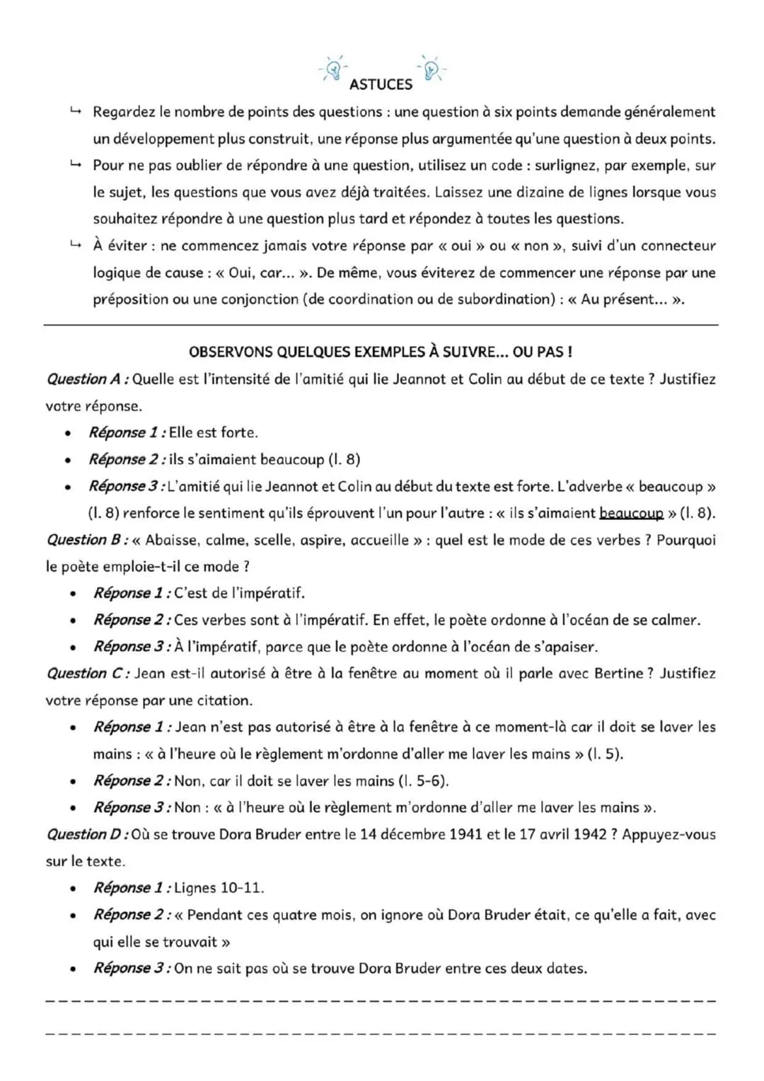 Comment répondre à une question sur un texte ?
➡ LIRE
✓ Lisez une première fois le texte ainsi que son paratexte (notes explicatives en dess