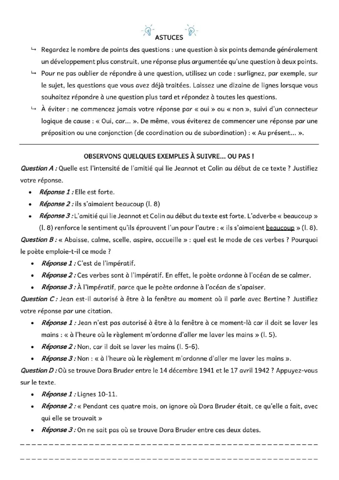 Comment répondre à une question sur un texte ?
➡ LIRE
✓ Lisez une première fois le texte ainsi que son paratexte (notes explicatives en dess