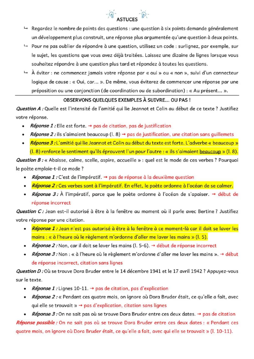 Comment répondre à une question sur un texte ?
➡ LIRE
✓ Lisez une première fois le texte ainsi que son paratexte (notes explicatives en dess