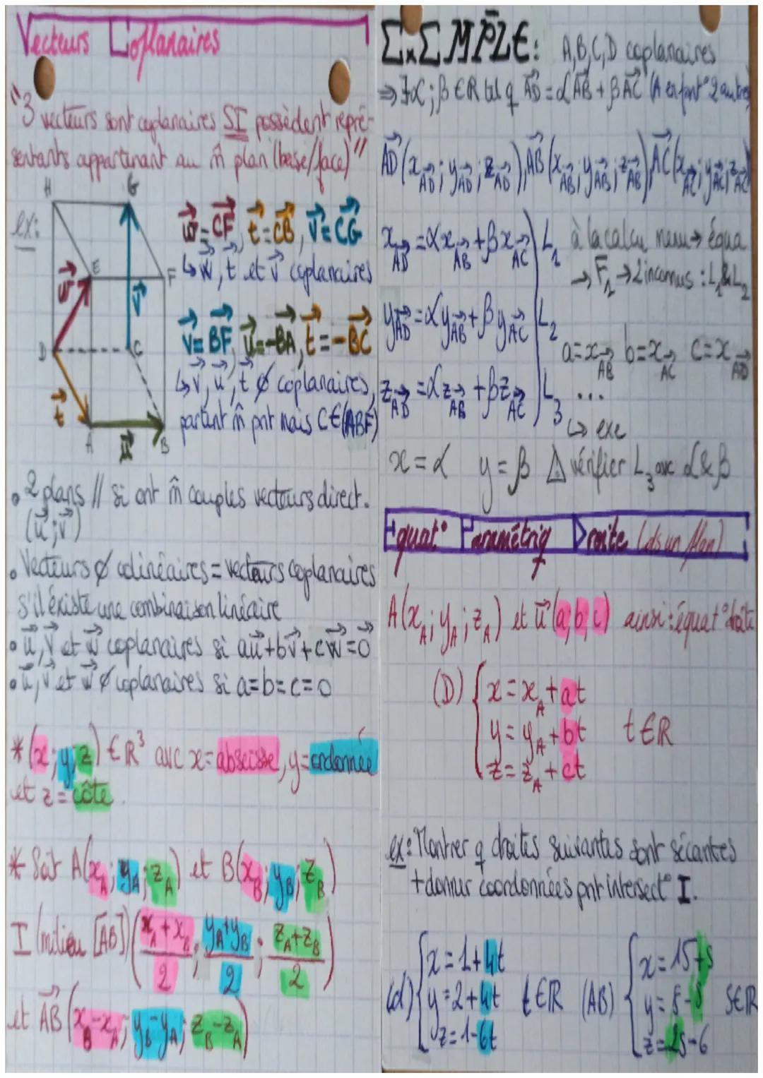Geométrie Dans I espace
Vecteur u = AB #0²: une direct" (droite (AB))
un sens (de A vers B)
Lene norme/distance (1101)
ou AB /
+AB=CD si A B