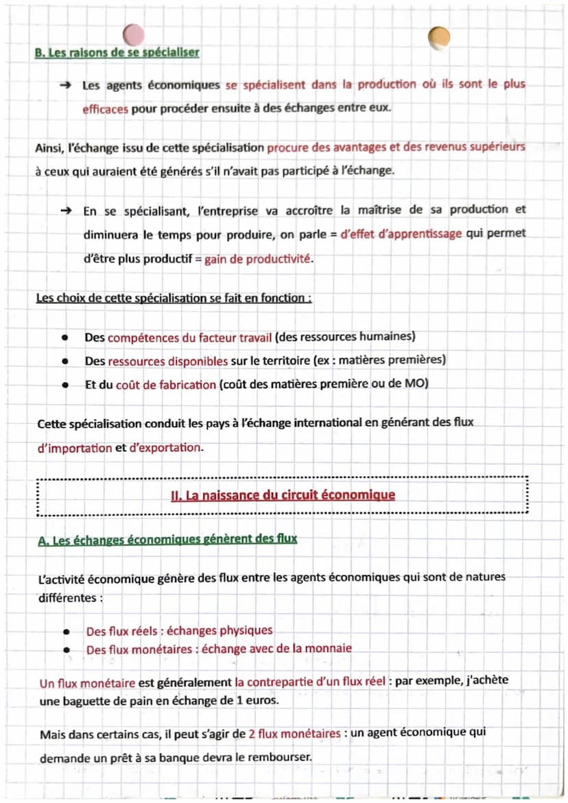 économie.
chapitre 30
Introduction :
Les coûts d'opportunités des différents produits conduisent les producteurs à se
spécialiser.
Chapitre 