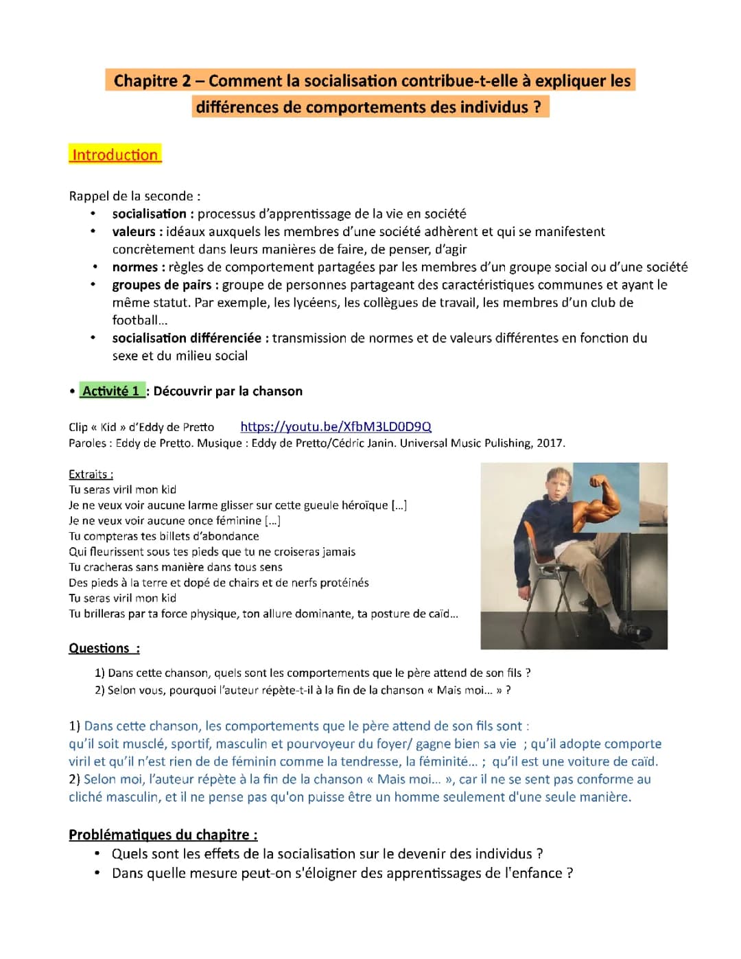 Comprendre la Socialisation : Genre, Milieu Social et Eddy de Pretto