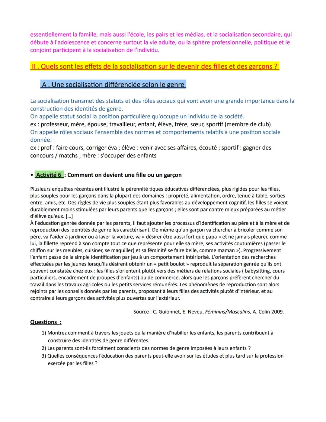 Chapitre 2 - Comment la socialisation contribue-t-elle à expliquer les
différences de comportements des individus ?
Introduction
Rappel de l