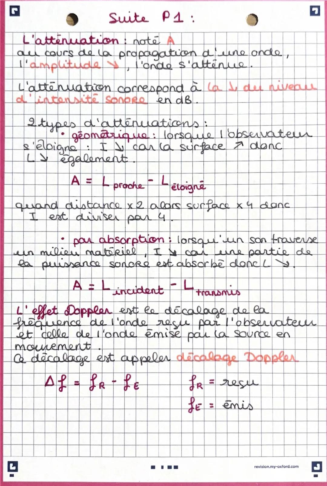 # P1: SON ET EFFET DOPPLE
R
Une onde sonore est une onde mécanique
progressive periodique longitudinale."

→une onde mécanique progressive e