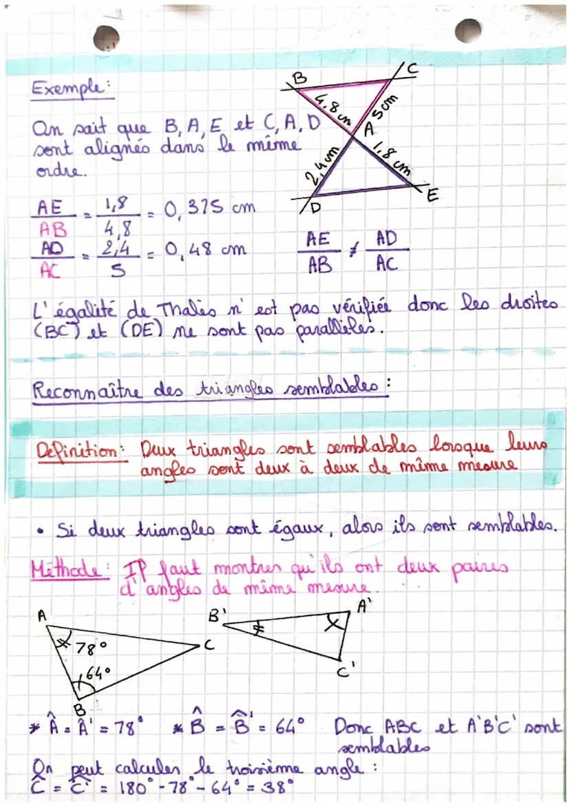 • MATHS A
&
LE THEOREME DE THALES:
→ Si les points A, B, M et A, C, N-sont alignés et si
les droites (BC) et (MN) son't parallèles ators:
B

