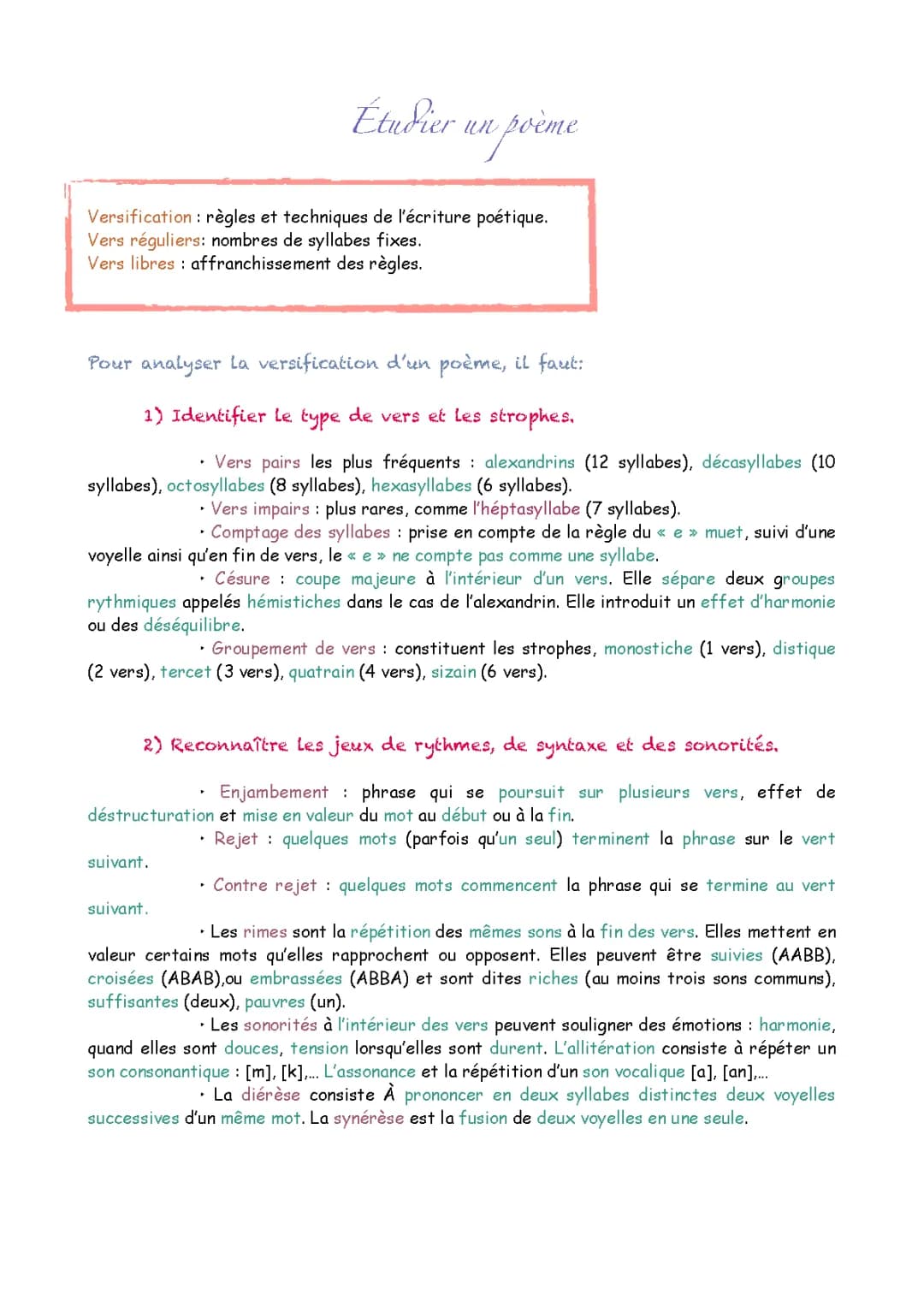 Etudier un poème