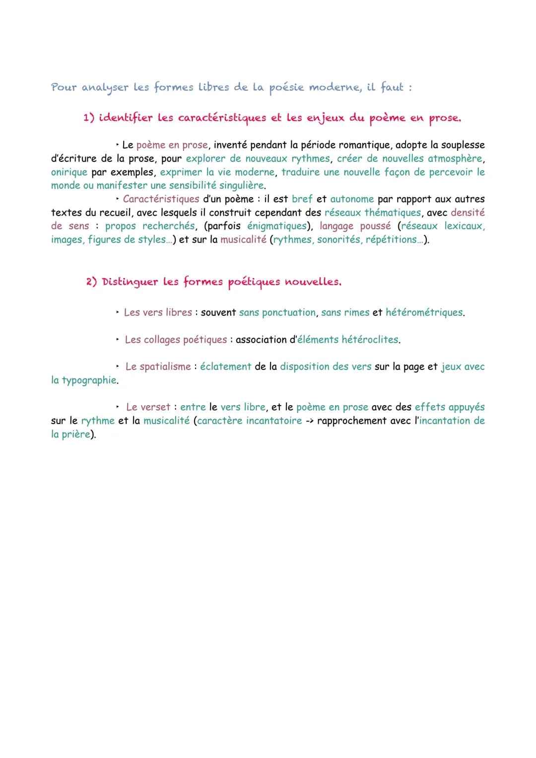 Étudier un poème
Versification : règles et techniques de l'écriture poétique.
Vers réguliers: nombres de syllabes fixes.
Vers libres: affran