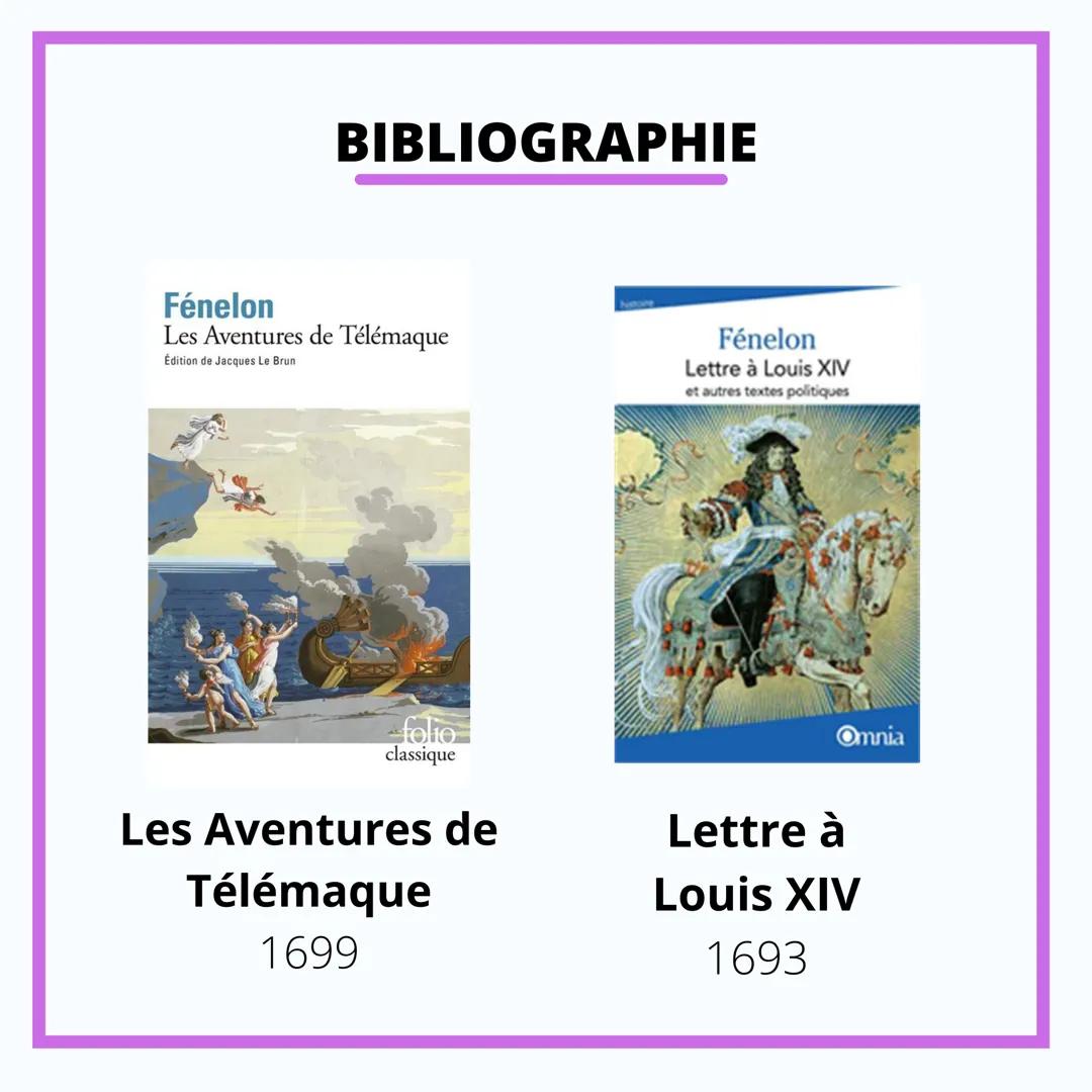 FRANCAIS
FÉNELON FÉNELON
1651 - 1715
Religieux et écrivain du 17ème
siècle
Il est issu d'une famille noble du Périgord, et est le
précepteur