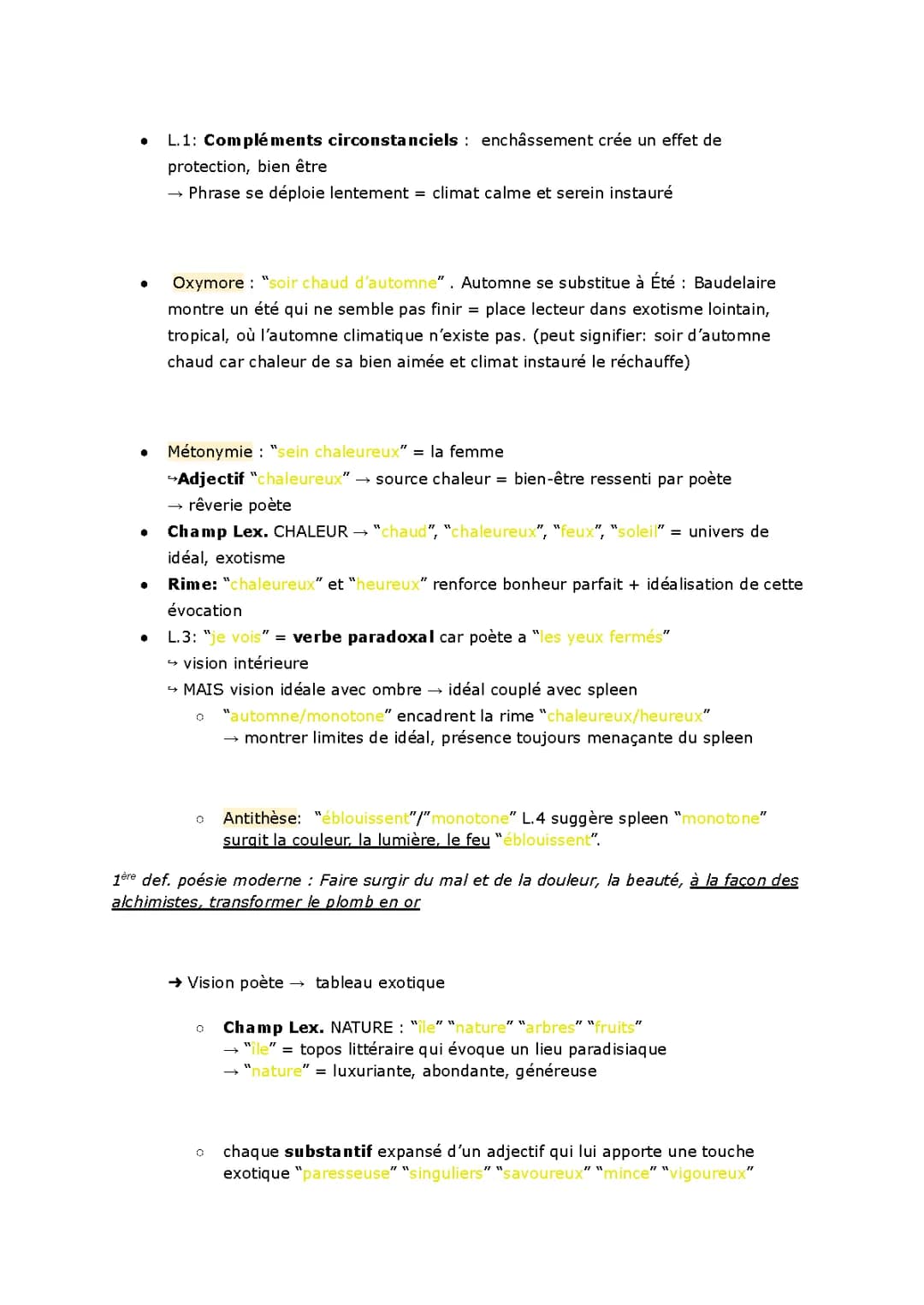 Analyse linéaire 2: Parfum Exotique - Baudelaire (les Fleurs du Mal)