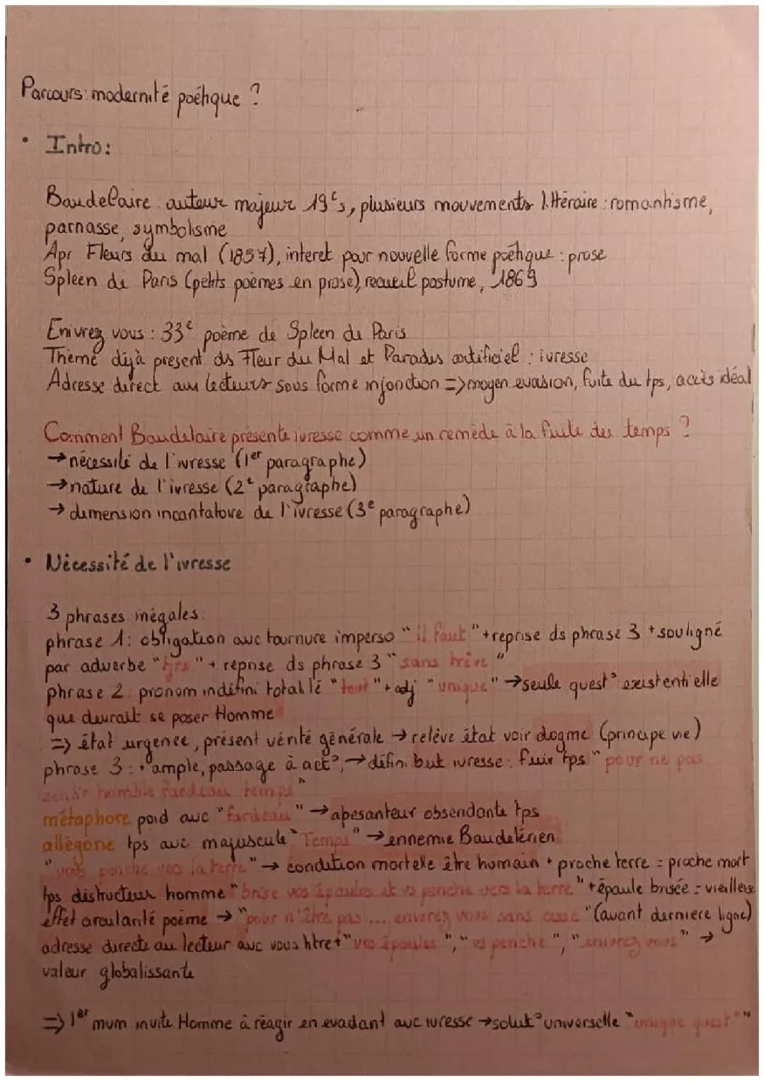 Analyse linéaire Enivrez vous - Baudelaire 