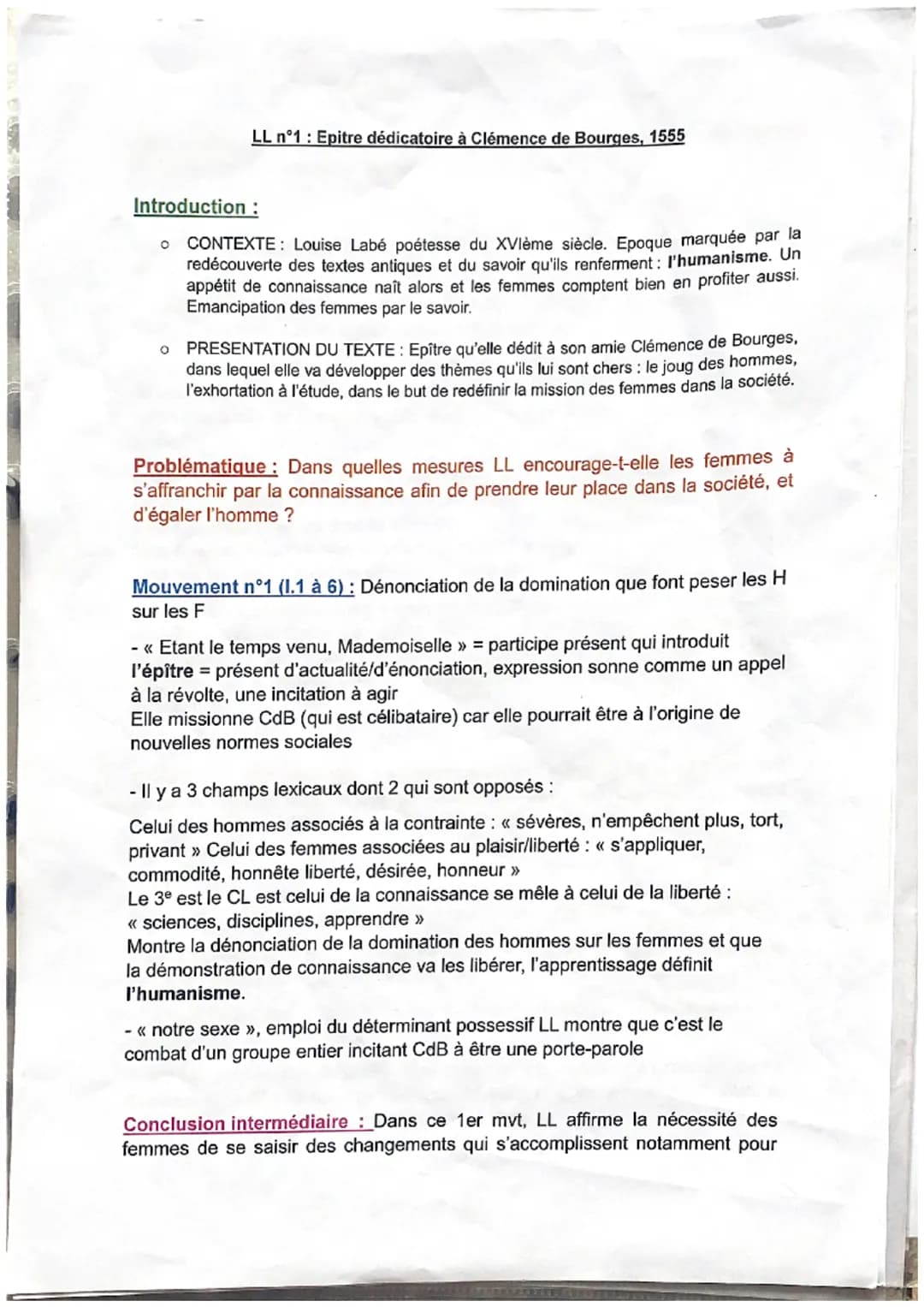 Texte 1
Louise Labé, Épître dédicatoire à Clémence de Bourges (1555)
Cette lettre de Louise Labé dans laquelle elle dédie son œuvre à son am