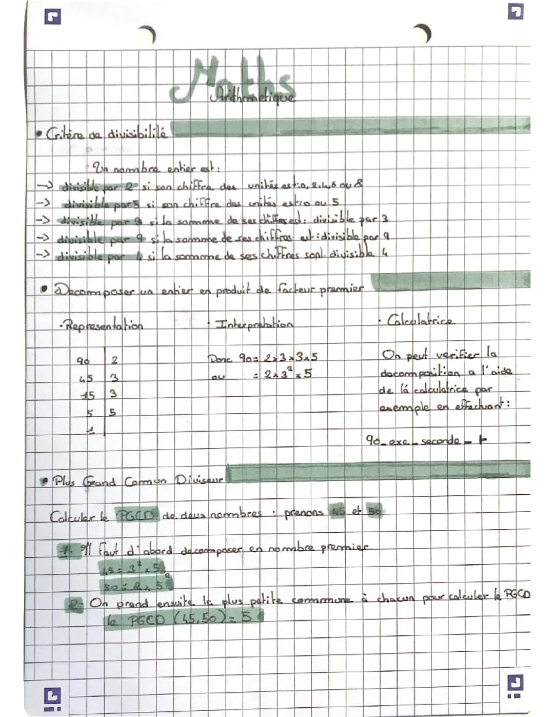 Maths 3eme Arithmétique 