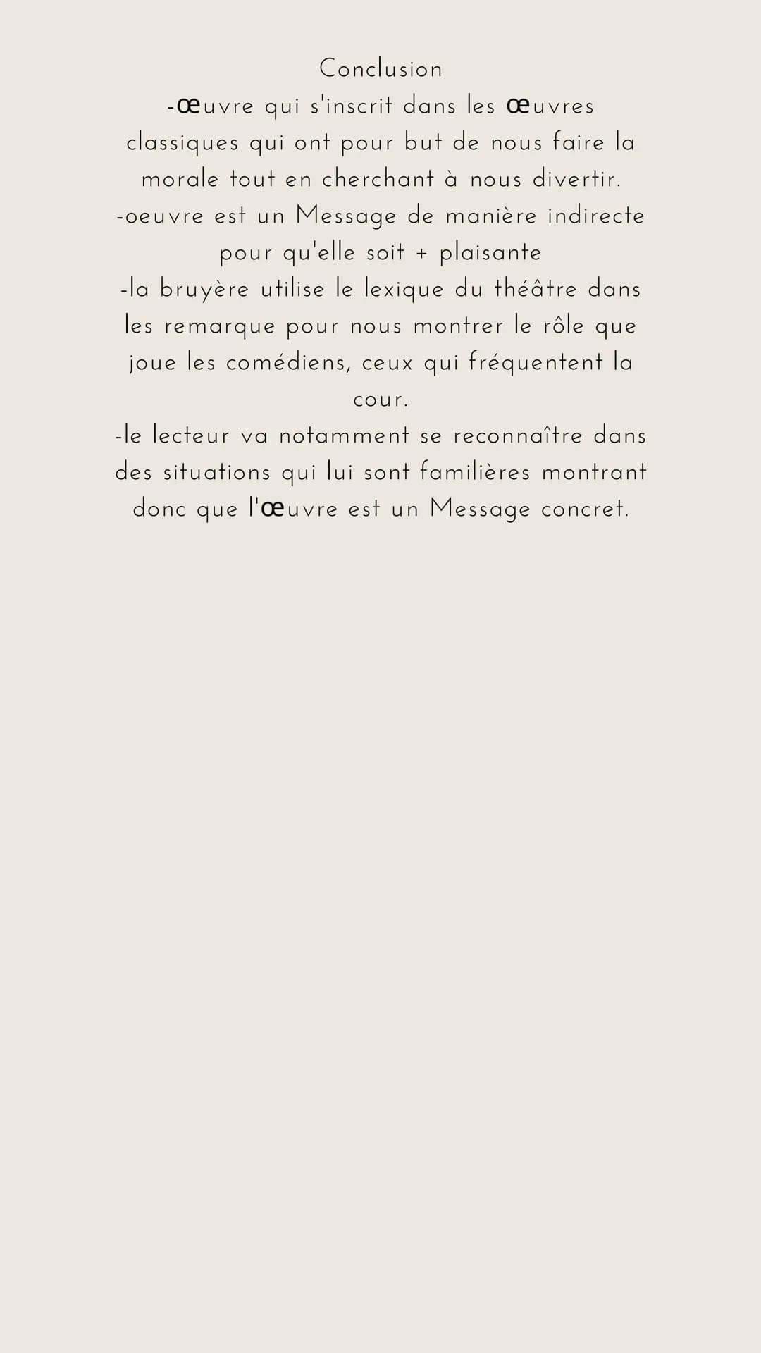 Version 2 : Le spectacle offert par
les caractères n'est-il qu'un
divertissement ?
I/ Une oeuvre divertissante
1) personnage Ridicule
Ex: Mé