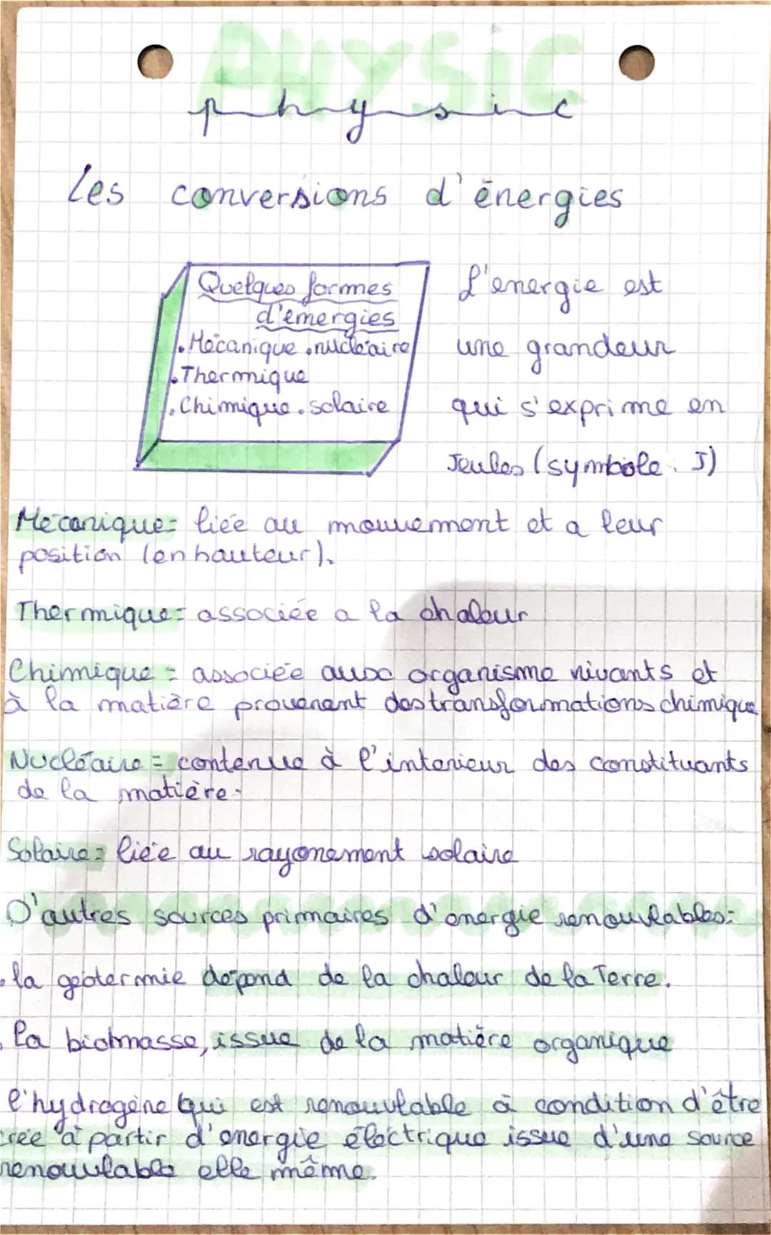 g
phy
les conversions
Quelques formes
d'emergies
• Mécanique nucléaire
Thermique
•Chimique. solaire
c
d'energies
L'energie est
une grandeur
