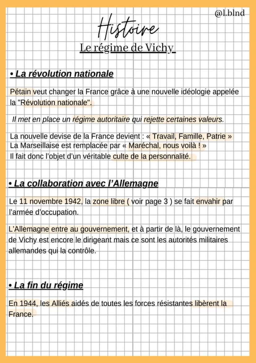 Histoire
Le régime de Vichy
Les dates clés
• Entrée en guerre de la France : 3 septembre 1939
• Invasion Allemande: 10 mai 1940
Le général D