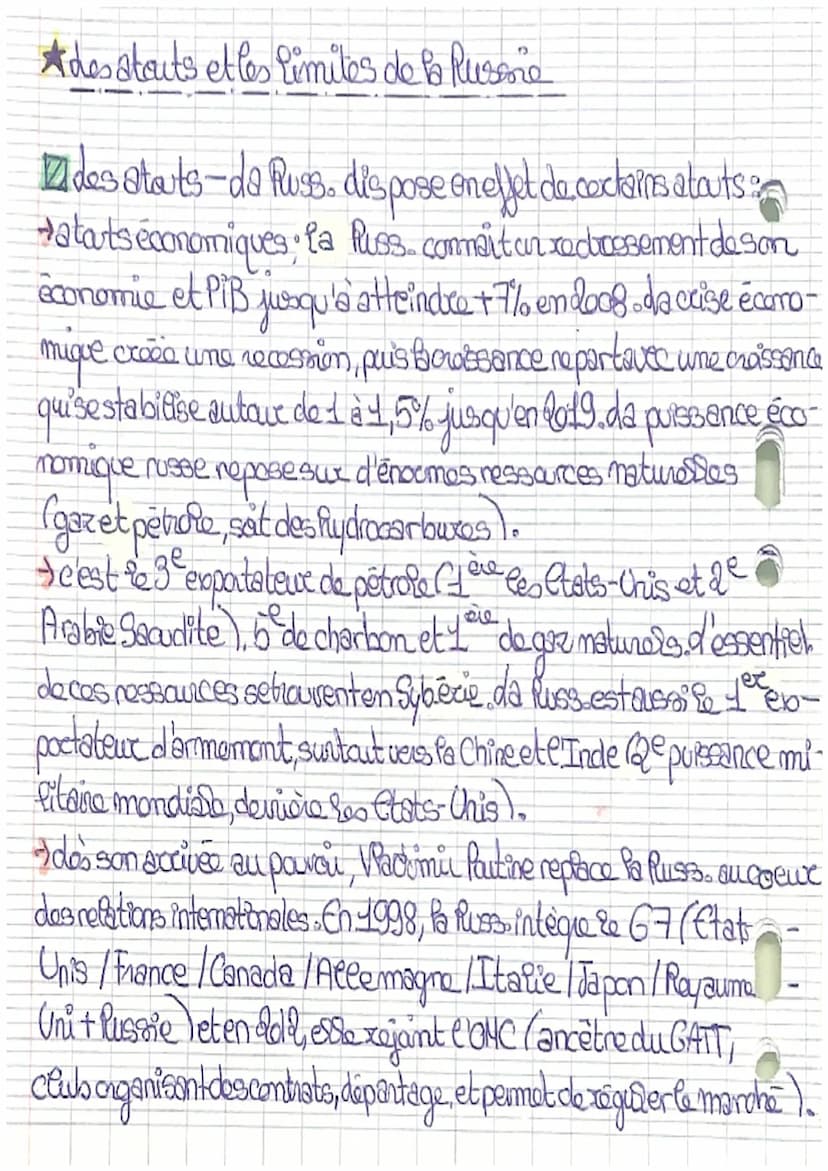 - HGGSP da Russie (1)
ar
1
1. Une puissance en reconstruction, fo Russie depuis 1994
Intro - def de puissance en renouveau (Raymond Aron);
c
