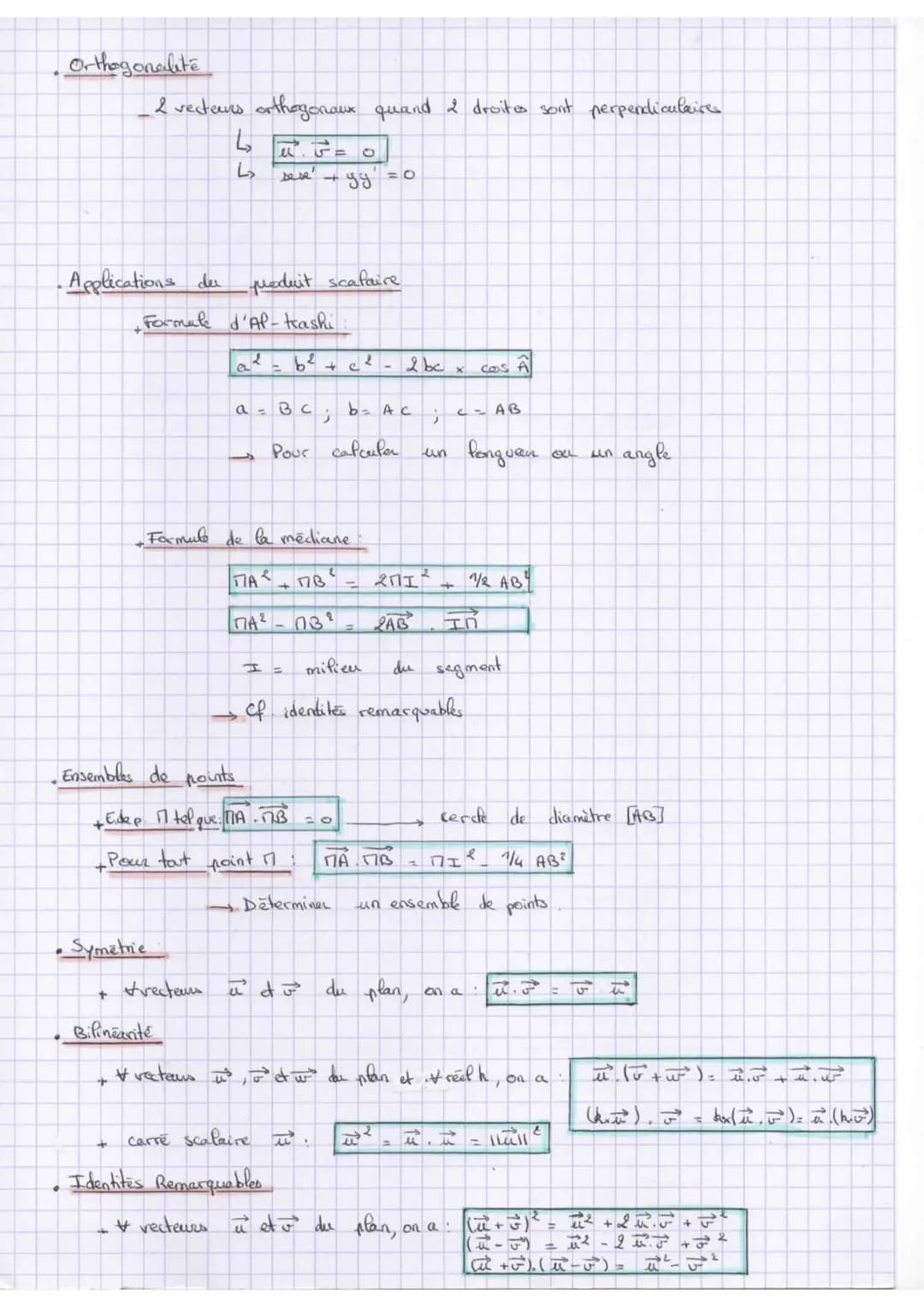 4
Maths
Produit
de
chap. 8.
deux vecteurs
+ Projeté orthogonal:
A l'aide d'un cosinus:
Calcul d'une norme
Par projection orthogonal OA. OB =