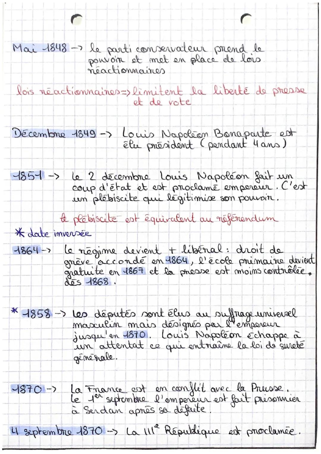 De la 11º République au second empire

11º République proclamée le 25 fémier 1848
'après des journées révolutionnaires

→ les représentants 